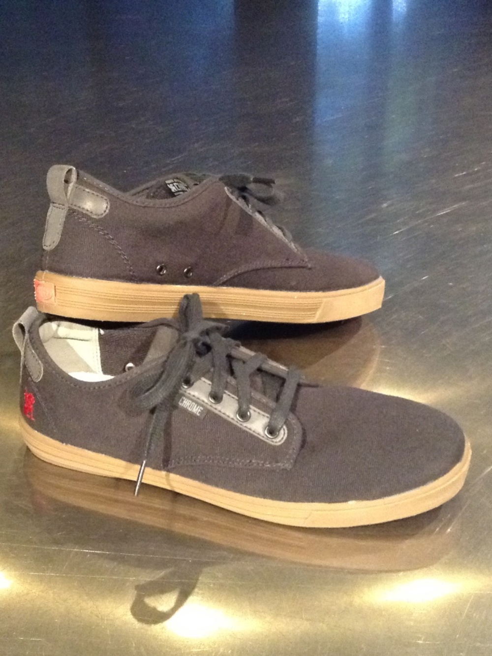 CHROME INDUSTRY Men's 9.5 Black Canvas Sneaker Vulcanized Gum Rubber Reflective